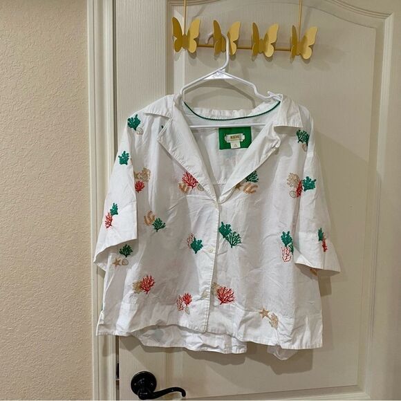 Anthropologie Maeve Embroidered Button down blouse Plus size 3X - Picture 4 of 9